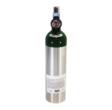 Aluminum Medical Oxygen (O2) "B" AKA "M6" Cylinder, CGA 870 Post Valve + Pressure Contents Gauge Included, 6.0 Cubic Foot