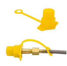 Yellow Pigtail Cap - CGA 580, 320, 540 (50 Pack)