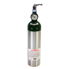 Aluminum Medical Oxygen (O2) "B" AKA "M6" Cylinder, CGA 870 Post Valve + ON/OFF Toggle + Pressure Contents Gauge Included, 6.0 Cubic Foot