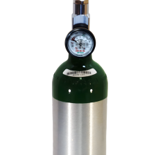 Aluminum Medical Oxygen (O2) "B" AKA "M6" Cylinder, CGA 870 Post Valve + Pressure Contents Gauge Included, 6.0 Cubic Foot