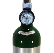 Aluminum Medical Oxygen (O2) "B" AKA "M6" Cylinder, CGA 870 Post Valve + Pressure Contents Gauge Included, 6.0 Cubic Foot