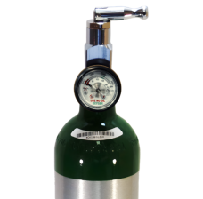Aluminum Medical Oxygen (O2) "B" AKA "M6" Cylinder, CGA 870 Post Valve + ON/OFF Toggle + Pressure Contents Gauge Included, 6.0 Cubic Foot