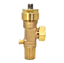 Sherwood Chlorine Cylinder Valve, CGA 820, 3/4"-14 CL-2, 158 Fuse Plug, PTFE Packing