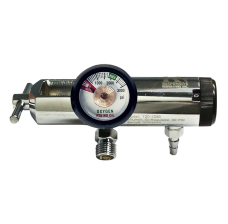 ALL BRASS EMS Oxygen Regulator - 25 LPM, CGA 870 w/ Dual D.I.S.S. & Barb