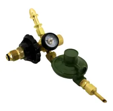 Auto Shut-Off Mylar Balloon Inflator (Helium/Air) + Hand Tight Connection, Contents Gauge, Tie Post