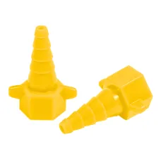 Yellow X-Mas Tree Non-Swivel Barb Adapter, For DISS Oxygen Outlets - 50 Pack