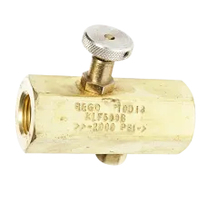 RegO KLN Needle Valve + Knurled Knob, Locking Hex Head - Brass - 3/4" NPT Female x Female