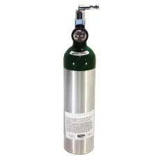 Aluminum Medical Oxygen (O2) "B" AKA "M6" Cylinder, CGA 870 Post Valve + ON/OFF Toggle + Pressure Contents Gauge Included, 6.0 Cubic Foot